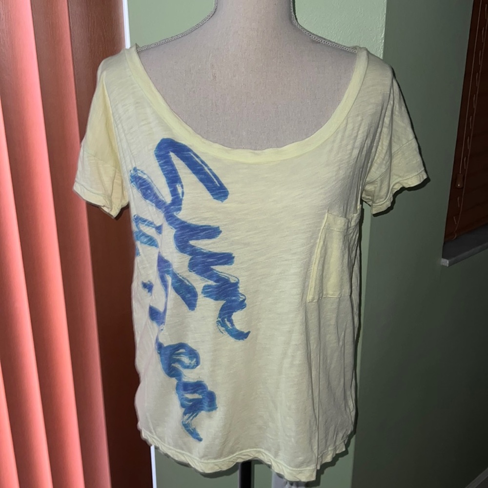 American Eagle Bright Yellow Vintage Pocket Tee